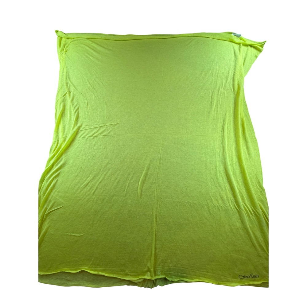 Calvin Klein Neon Lime Green Lightweight Jersey Knit scarf Logo 43x32